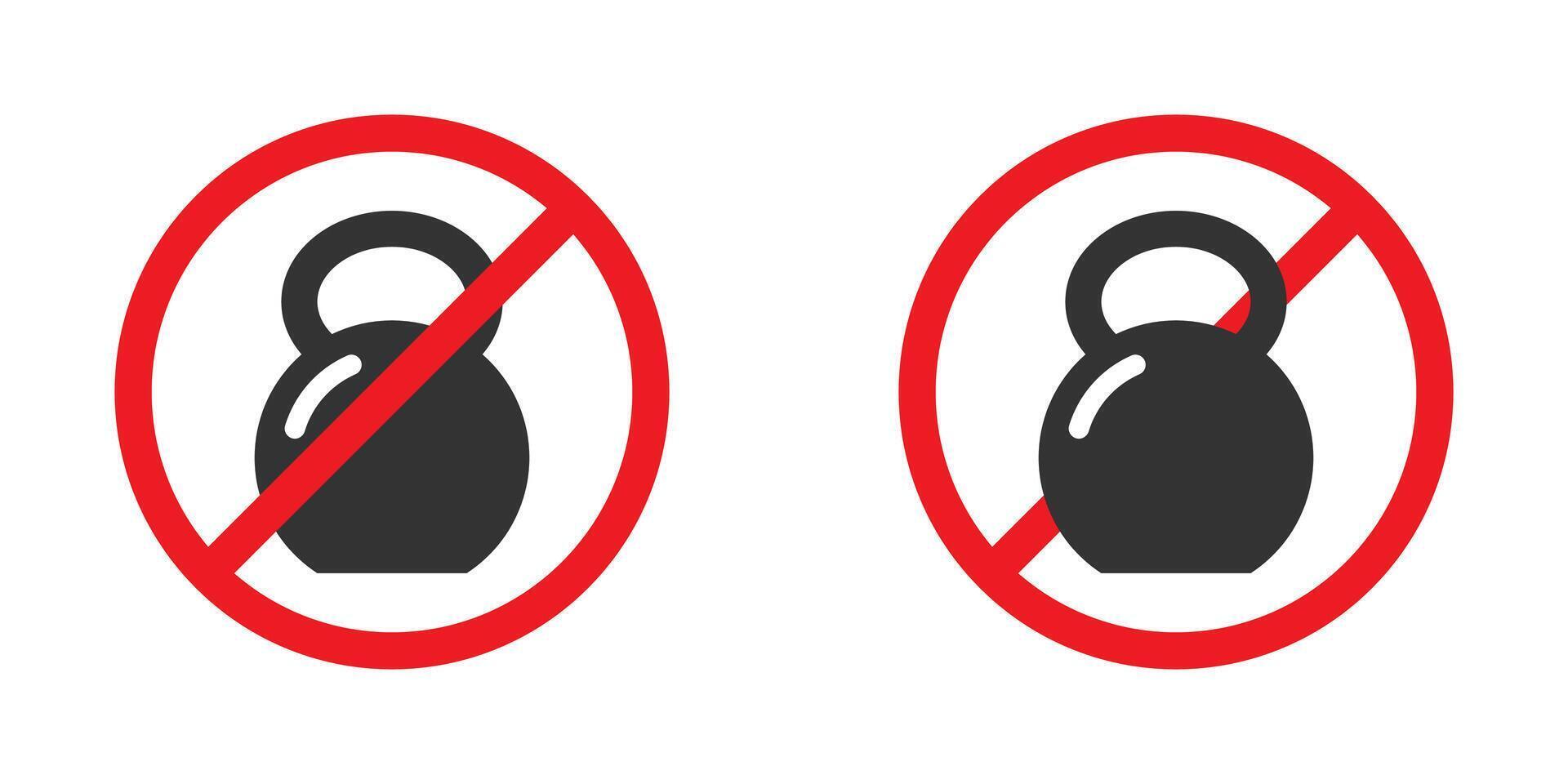 Kettlebell ban sign. Kettlebell is forbidden. Red Prohibited sign. Flat vector illustration.