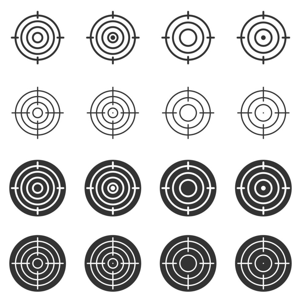 Set of accuracy, target and goal icons. Aim symbol. Vector illustrator.