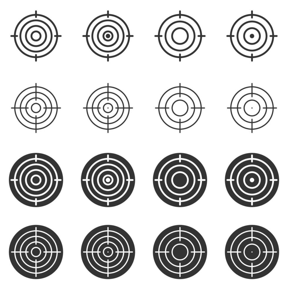 Set of accuracy, target and goal icons. Aim symbol. Vector illustrator.