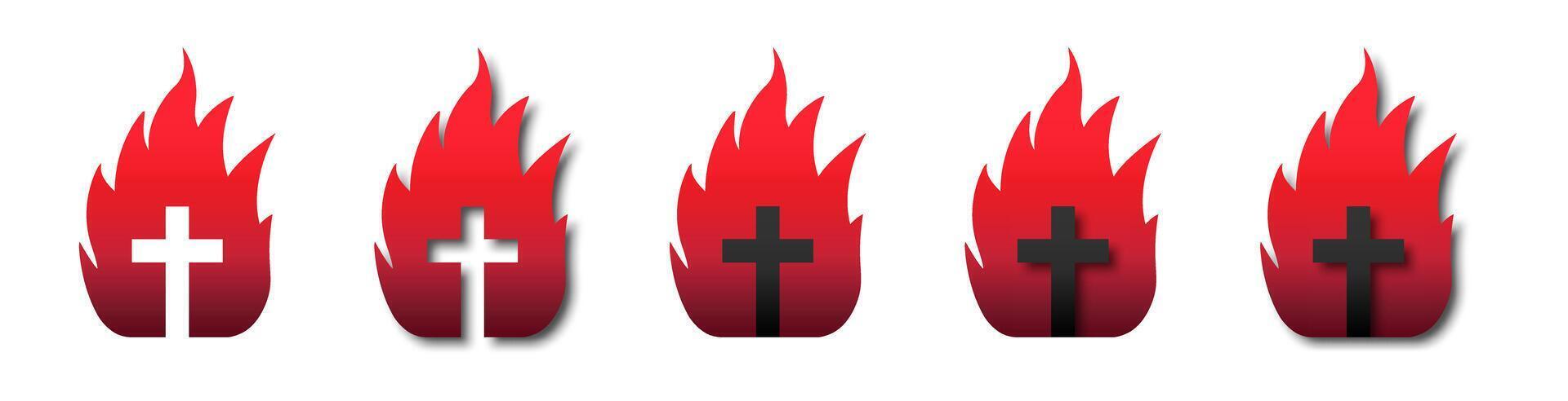 Cross on fire. Church logo. christian symbol. Vector illustration.