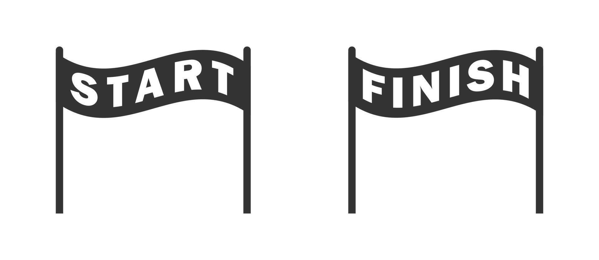 Start and finish icons. Vector illustration.