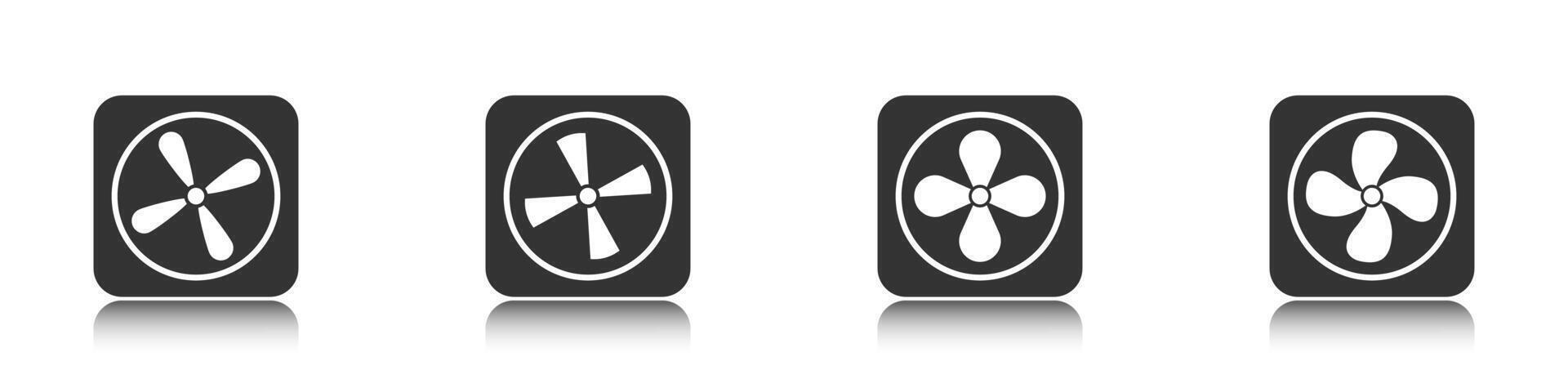 Fan icons set. Flat vector illustration.