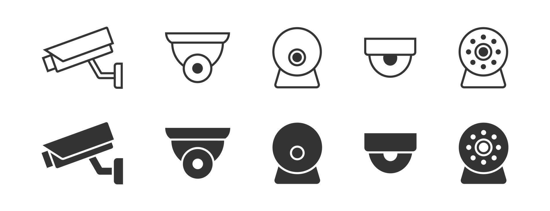 Set of CCTV icons. Home security cameras icons. Vector illustration.