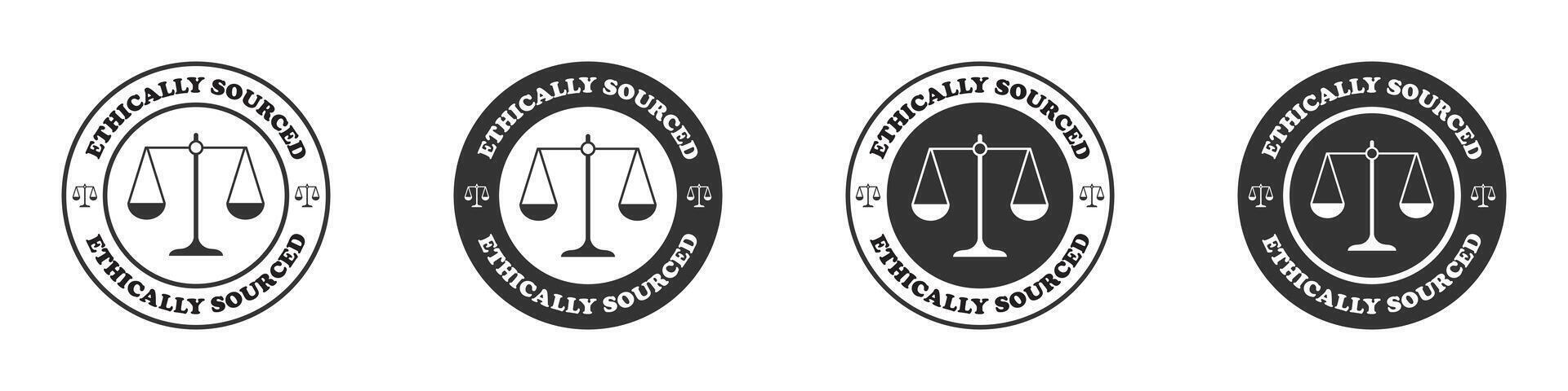 Ethically sourced icon set. Ethical symbol. Vector illustration.