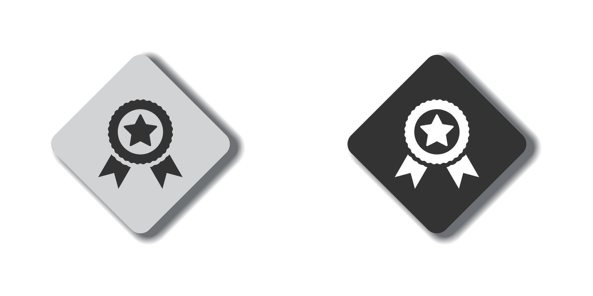 Premium quality icon. Best quality symbol. Winning award sign. Medal badge with star, and ribbons. Vector illustration.