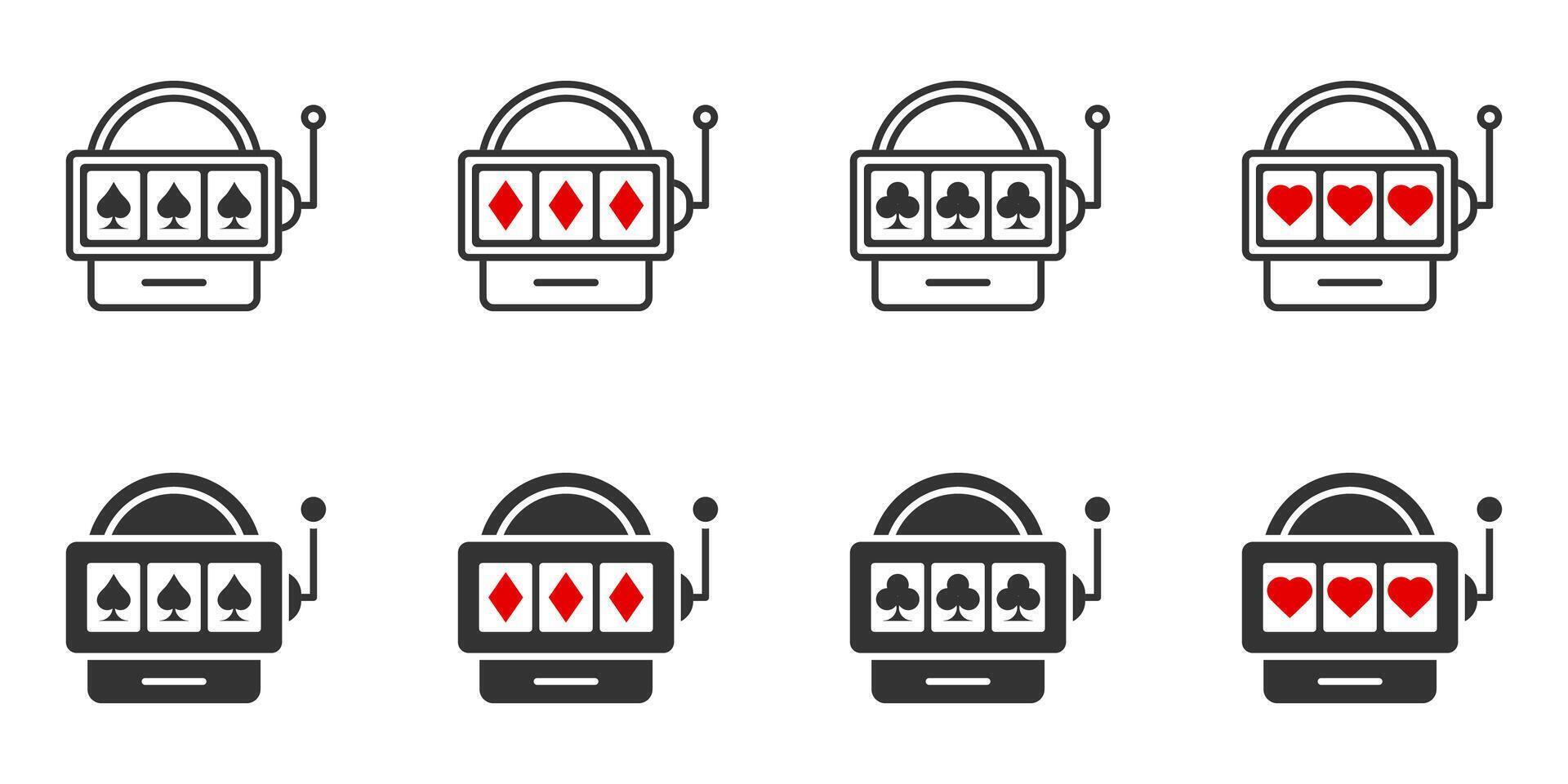 Set of four aces playing cards with shadows. Flat vector illustration.