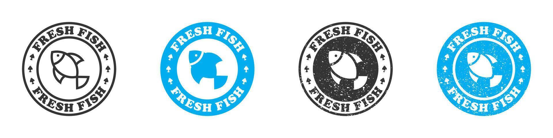 Fresh fish icon round badge. Vector illustration.