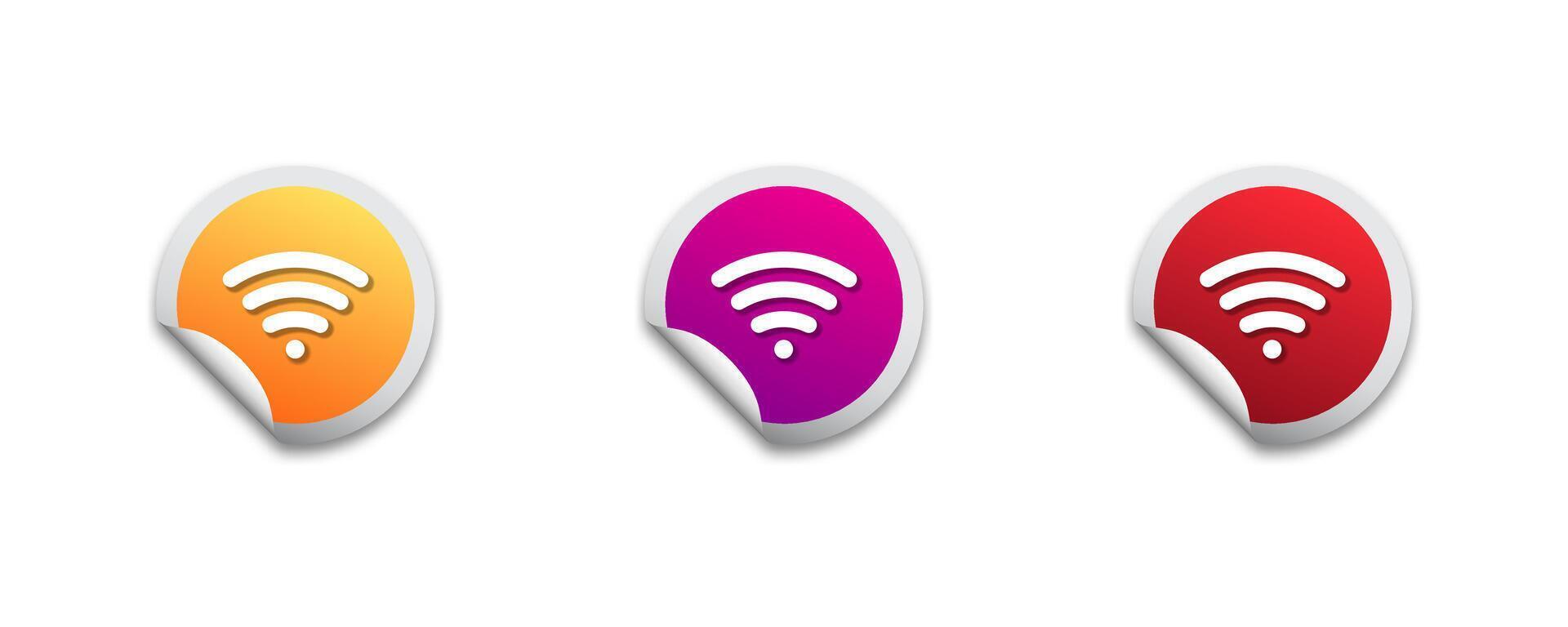 Set of WiFi stickers. Vector illustration.