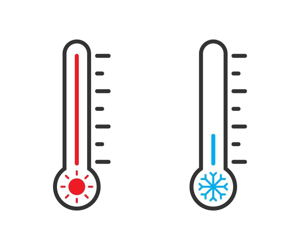 termómetro icono. clima signo. temperatura icono. temperatura escala símbolo. frío y caliente simbolos vector ilustración.