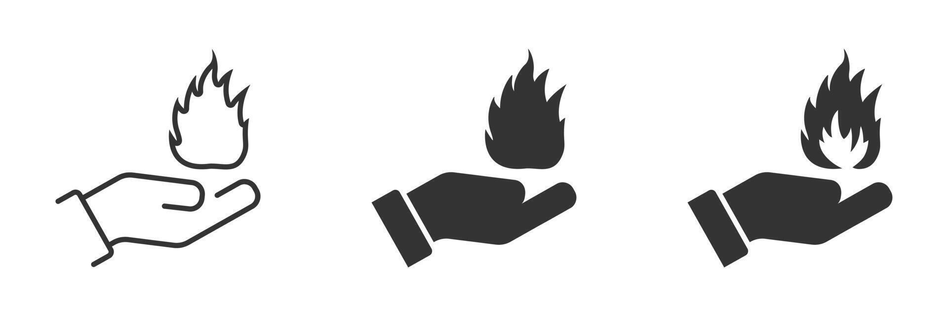 mano participación un fuego icono. vector ilustración.