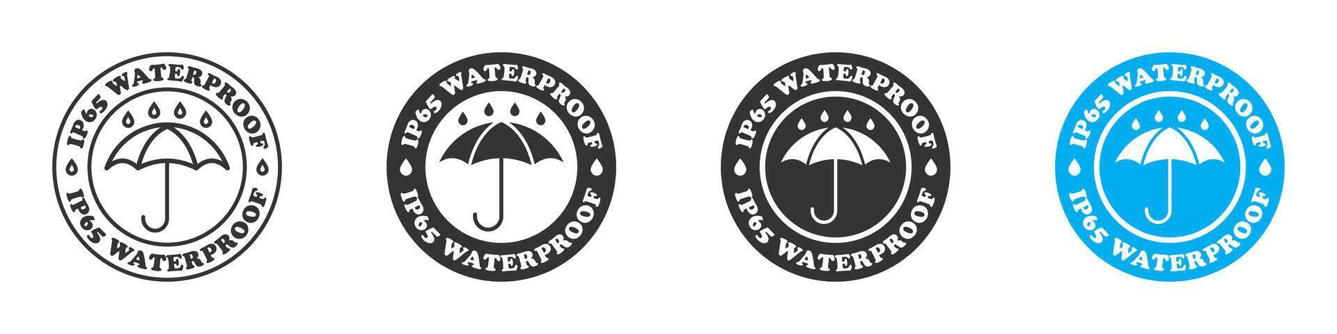 IP65 waterproof logo. Water resistance level icon. Vector illustration.