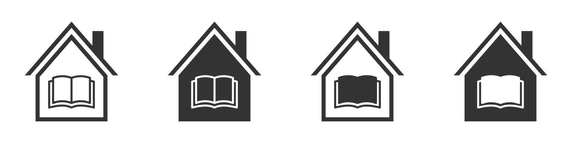 Library icon. Home education icons. Online learning. Home schooling symbol. Vector illustration.