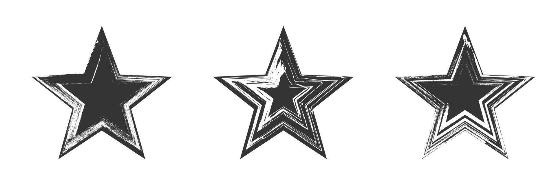Textured star set. Flat vector illustration