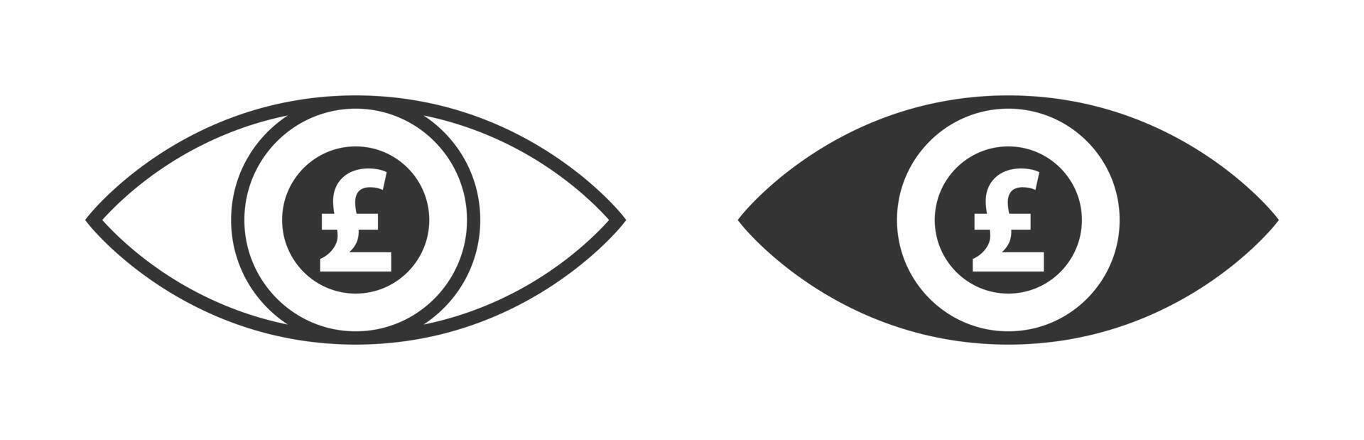 Pound sign in the eye icon. Vector illustration.