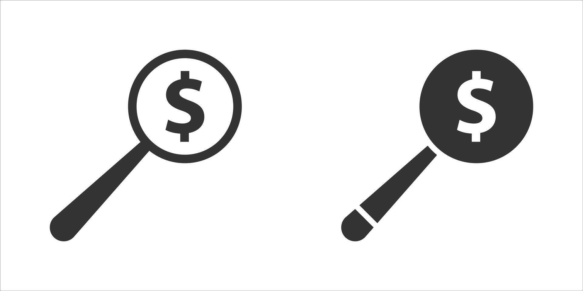 Magnifying glass icon with dollar sign. Vector illustration.