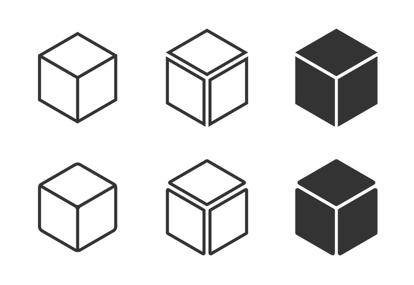 Cube set. Cubic or Box Icon. Vector illustration.