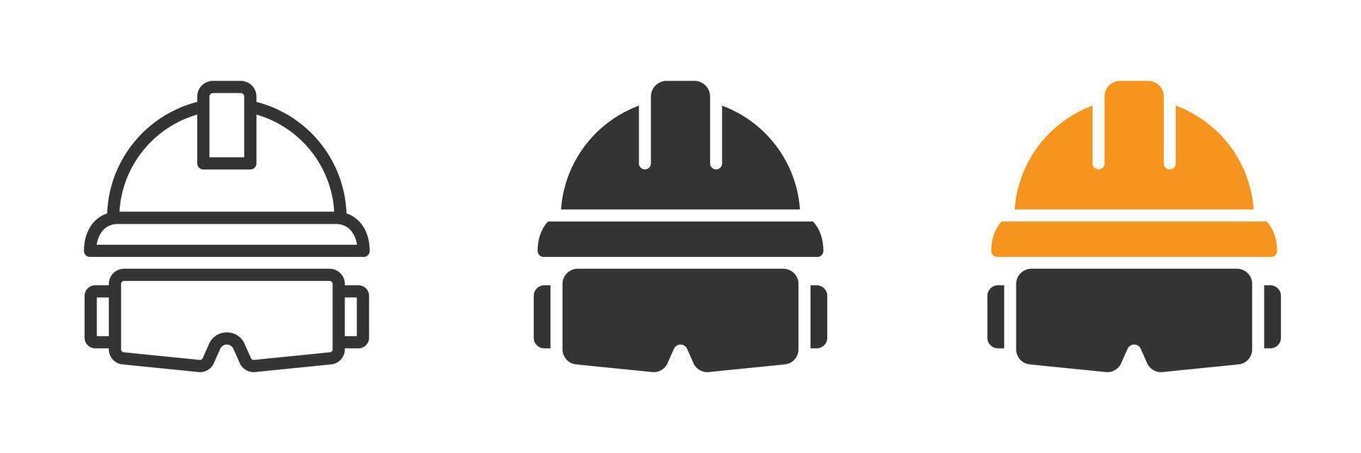 Protection glasses and hardhat icon. Vector illustration.