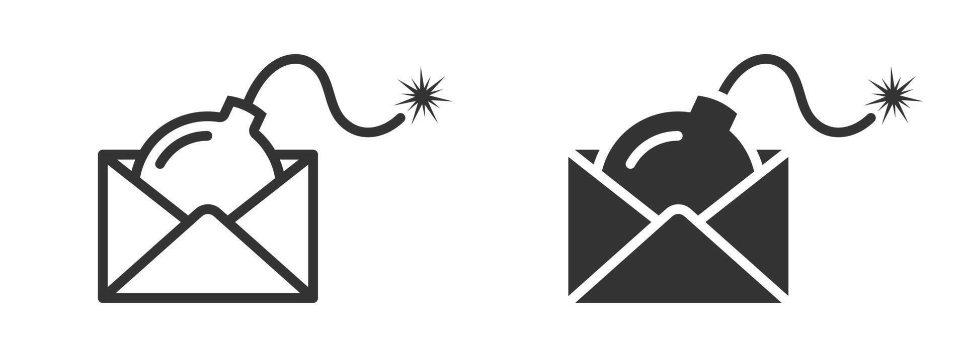 Mail with bomb inside. Vector illustration.