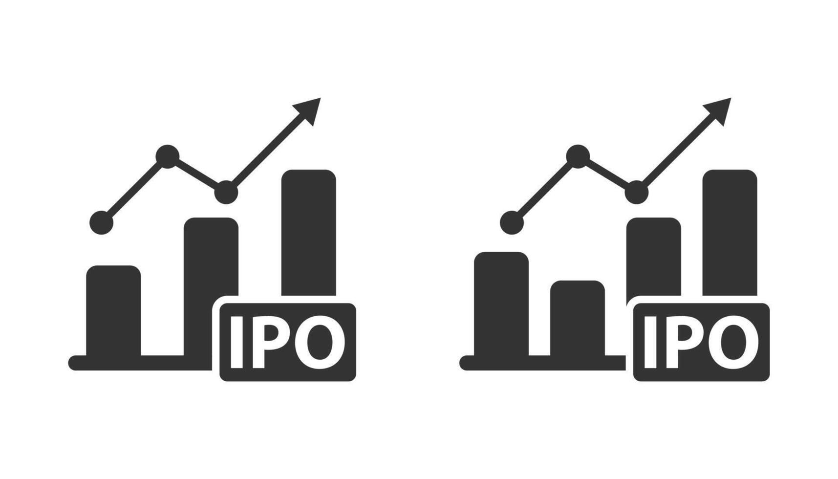 IPO icon. IPO - initial public offering or stock market launch icon. Flat vector illustration.