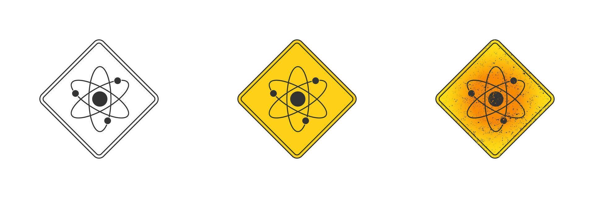 Atom icon. Molecule symbol. Flat and linear design. Vector illustration.