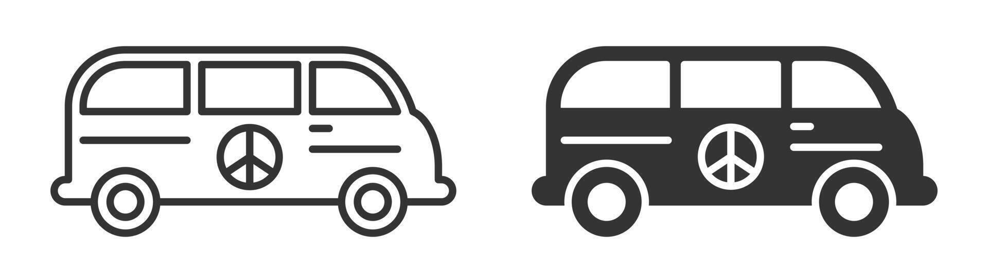 Hippie Bus Icon. Vector Illustration.