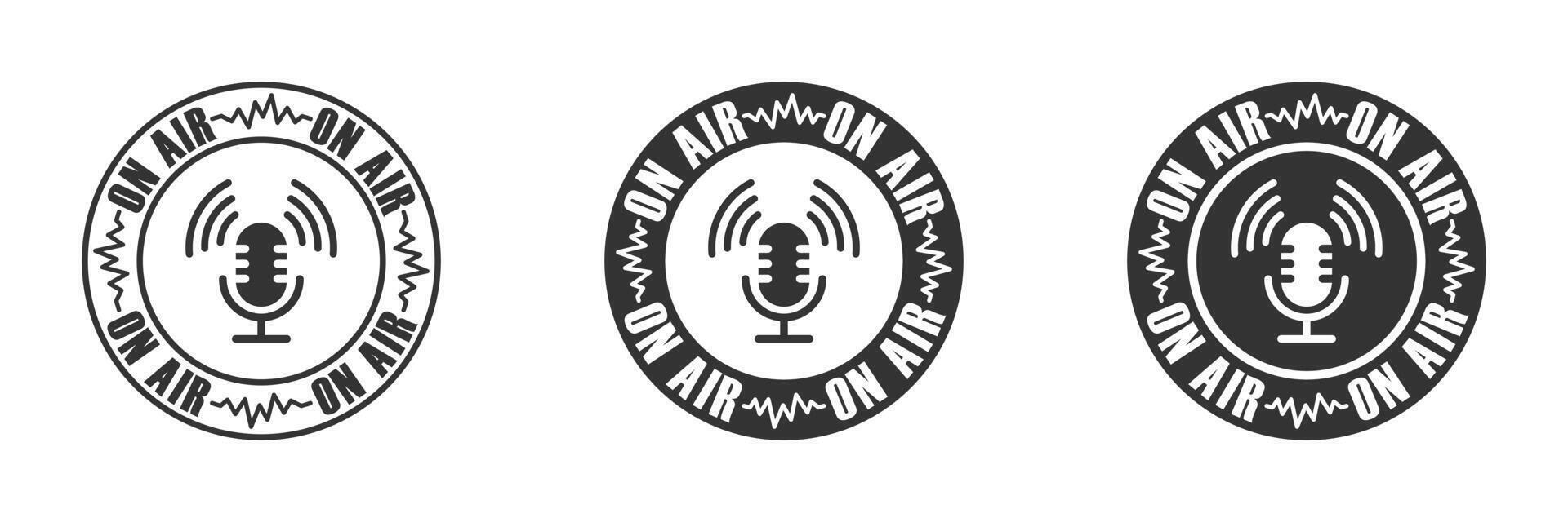 podcast icono con en aire letras. En Vivo símbolo. vector ilustración.