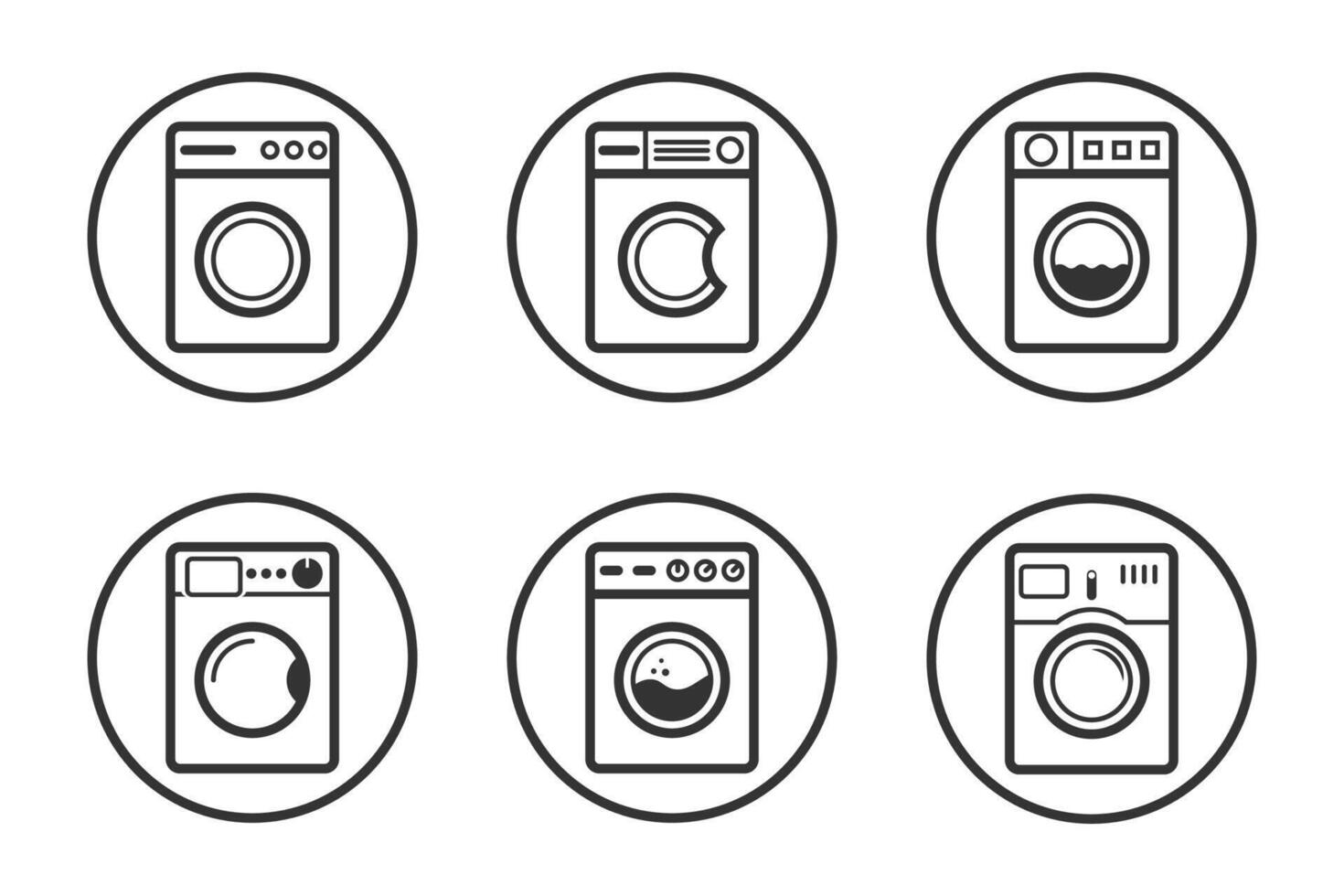 Washing machine icon set. Home appliances. Vector. vector