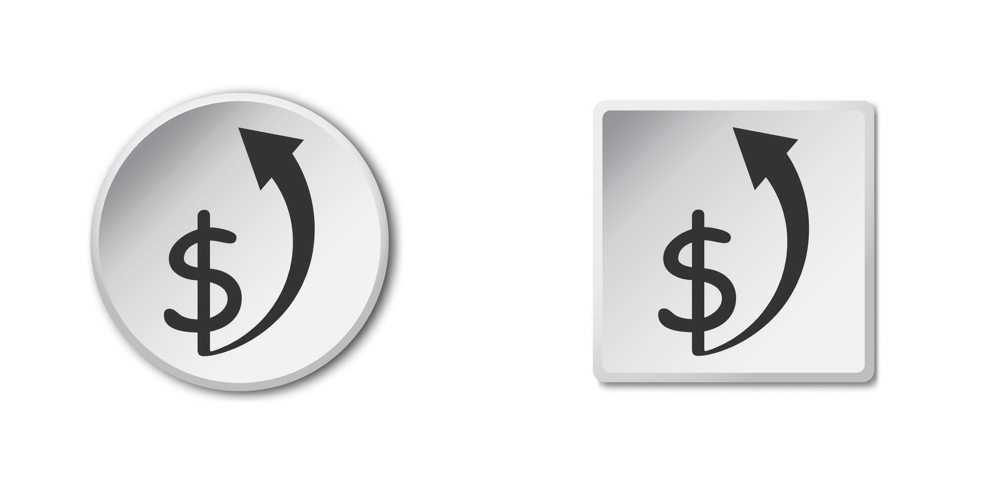 Dollar rate increase icon. Money symbol with  arrow up. Flat vector illustration.