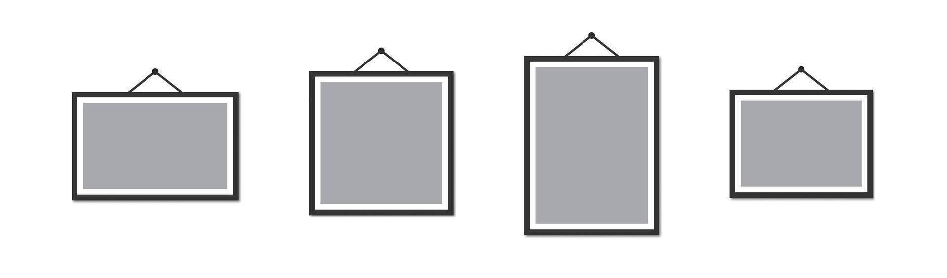 Picture frame icons with shadows. Vector illustration.