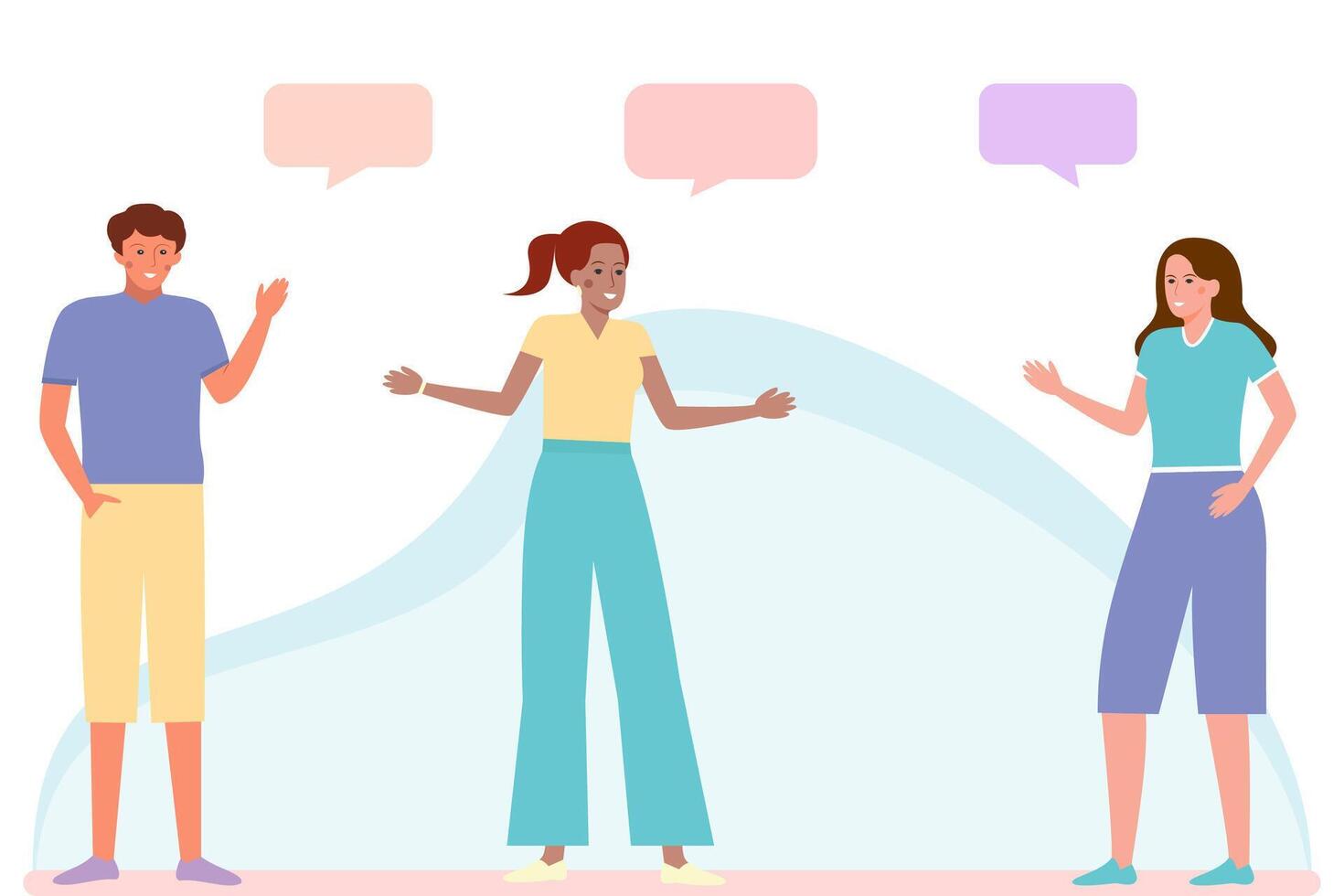 Young modern people are talking to each other. Youth style. Vector illustration.