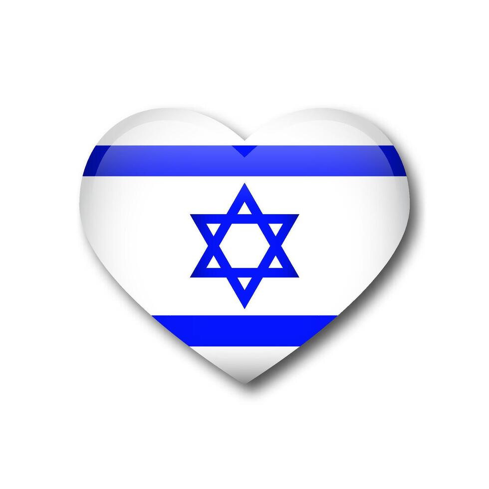 Israel bandera en corazón silueta. en forma de corazon Israel bandera. vector ilustración.