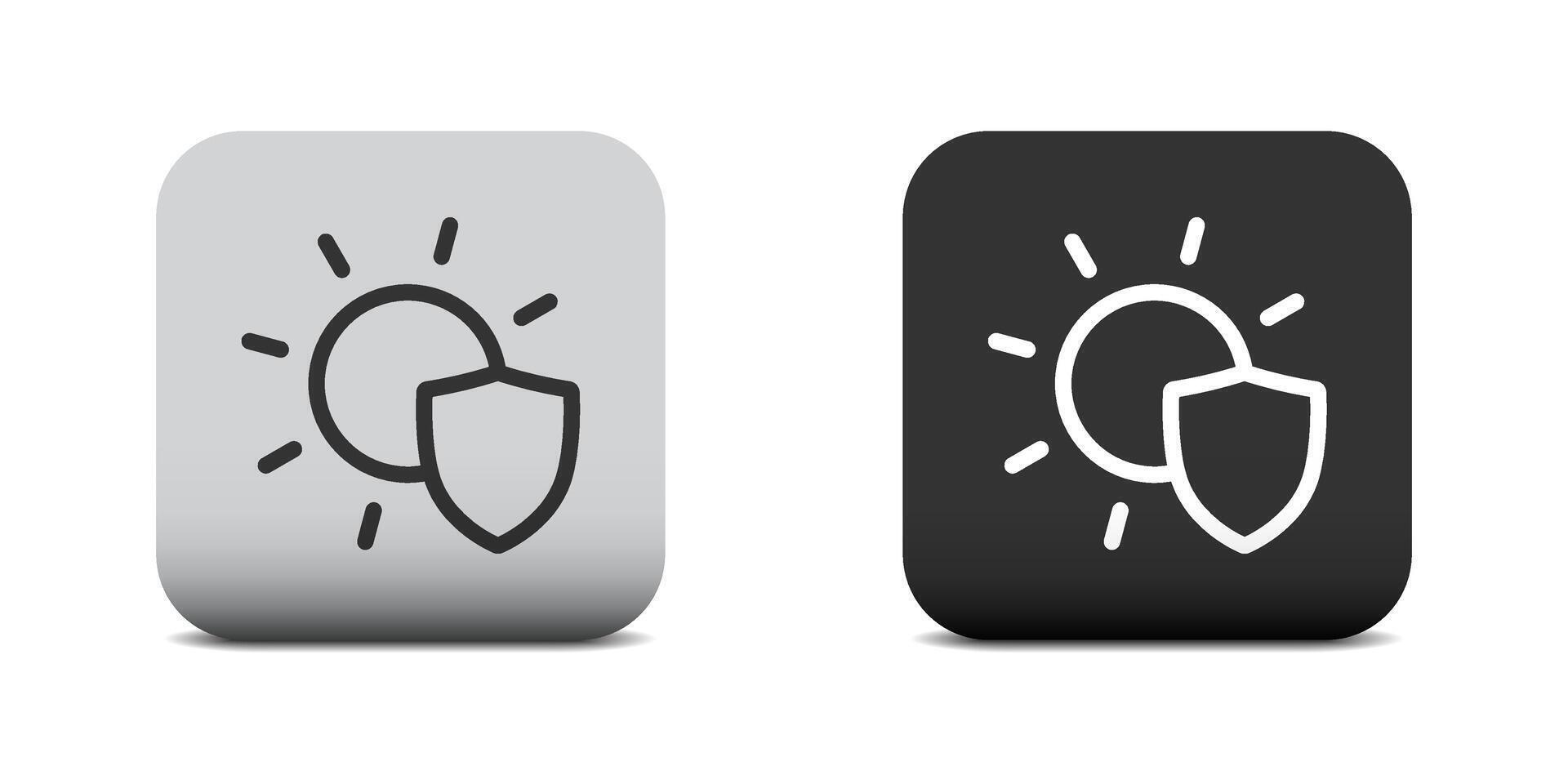 Sun resistant icon. Sun protection shield icon. Vector illustration.