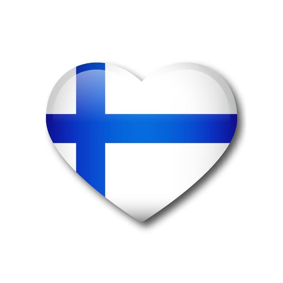 Finland flag in heart silhouette. Heart-shaped Finland flag. Vector illustration.