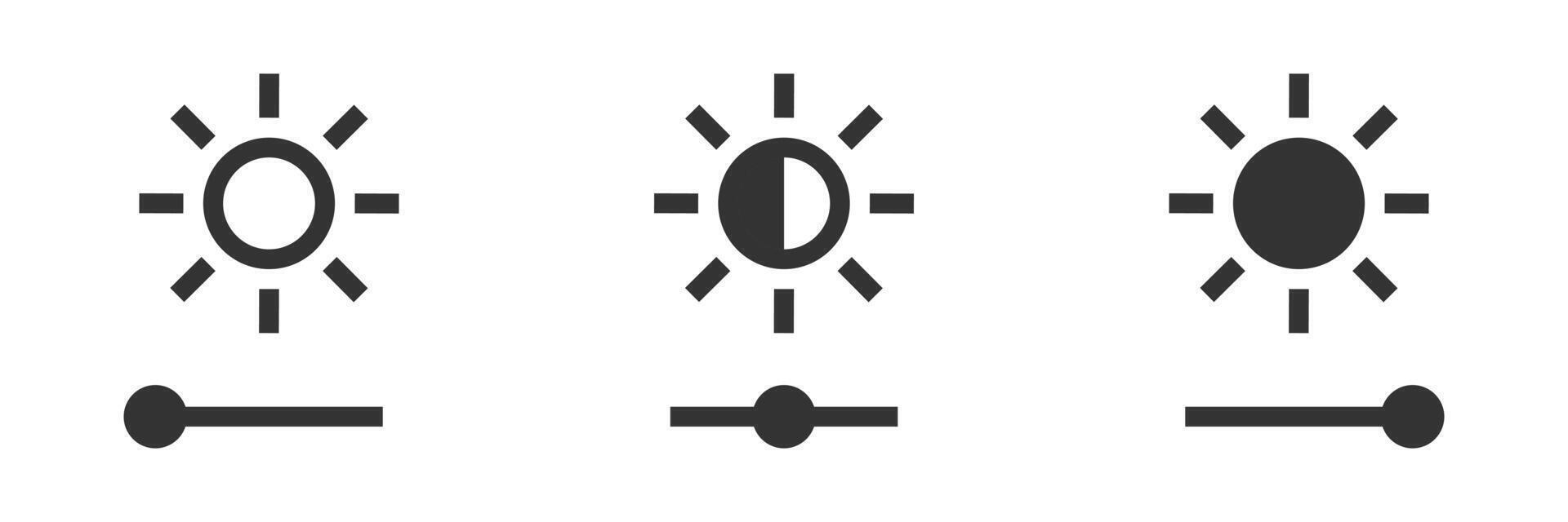 Brightness and contrast level adjustment icons. Vector illustration.