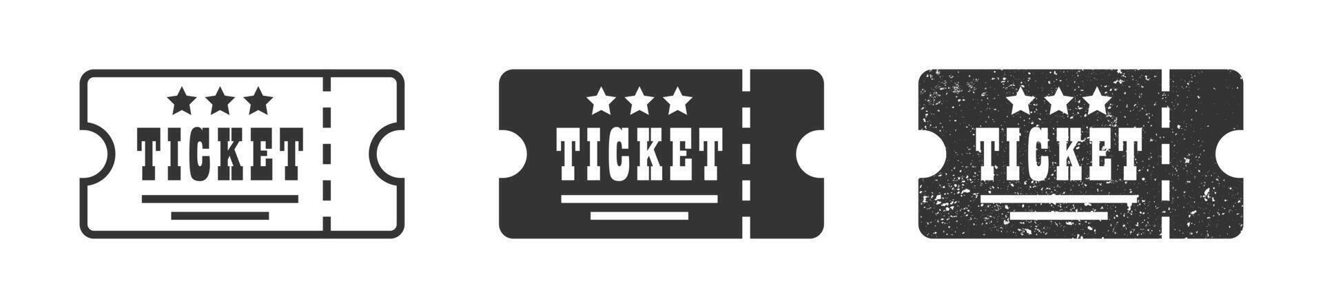 Ticket icon. Line flat and grunge texture ticket icon. Vector illustration.