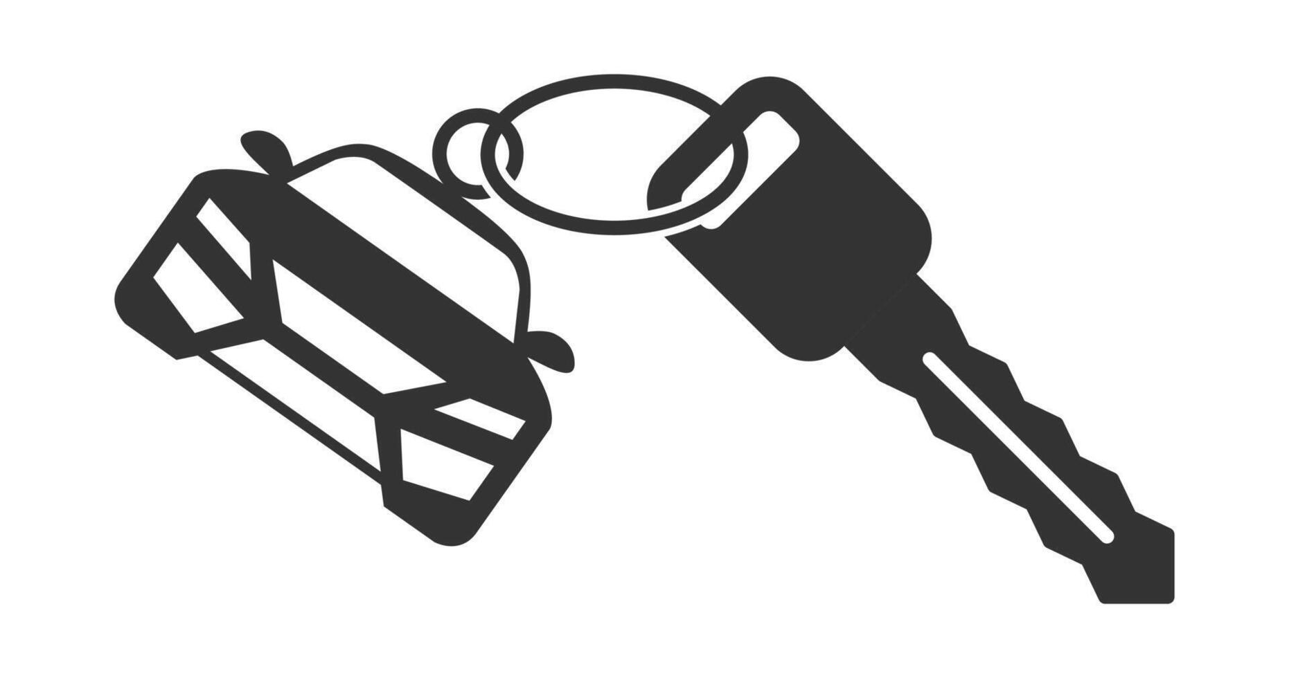 Key with a keychain in the form of a car. Vector illustration.