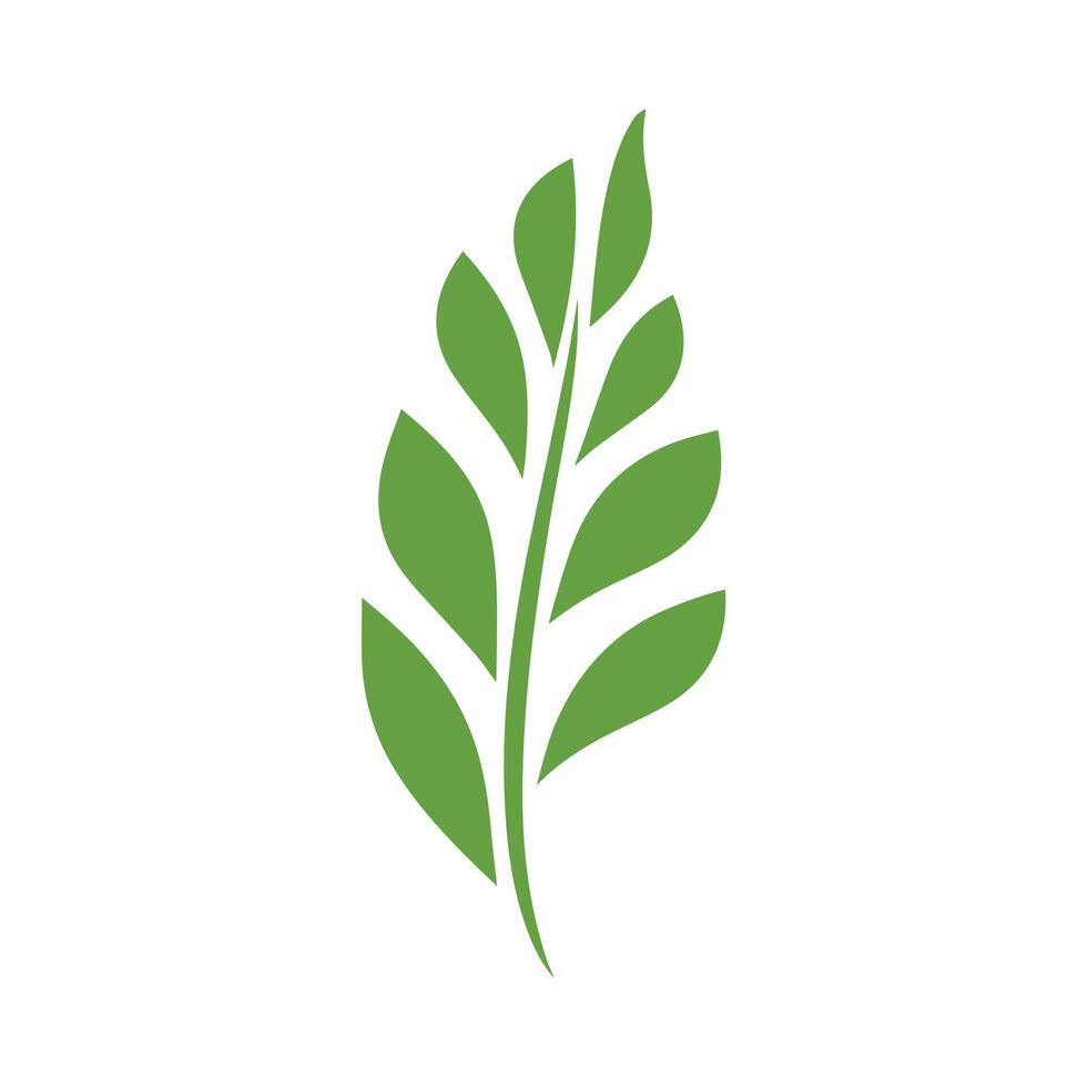 Green Leaf icon shape fresh flat vector design.