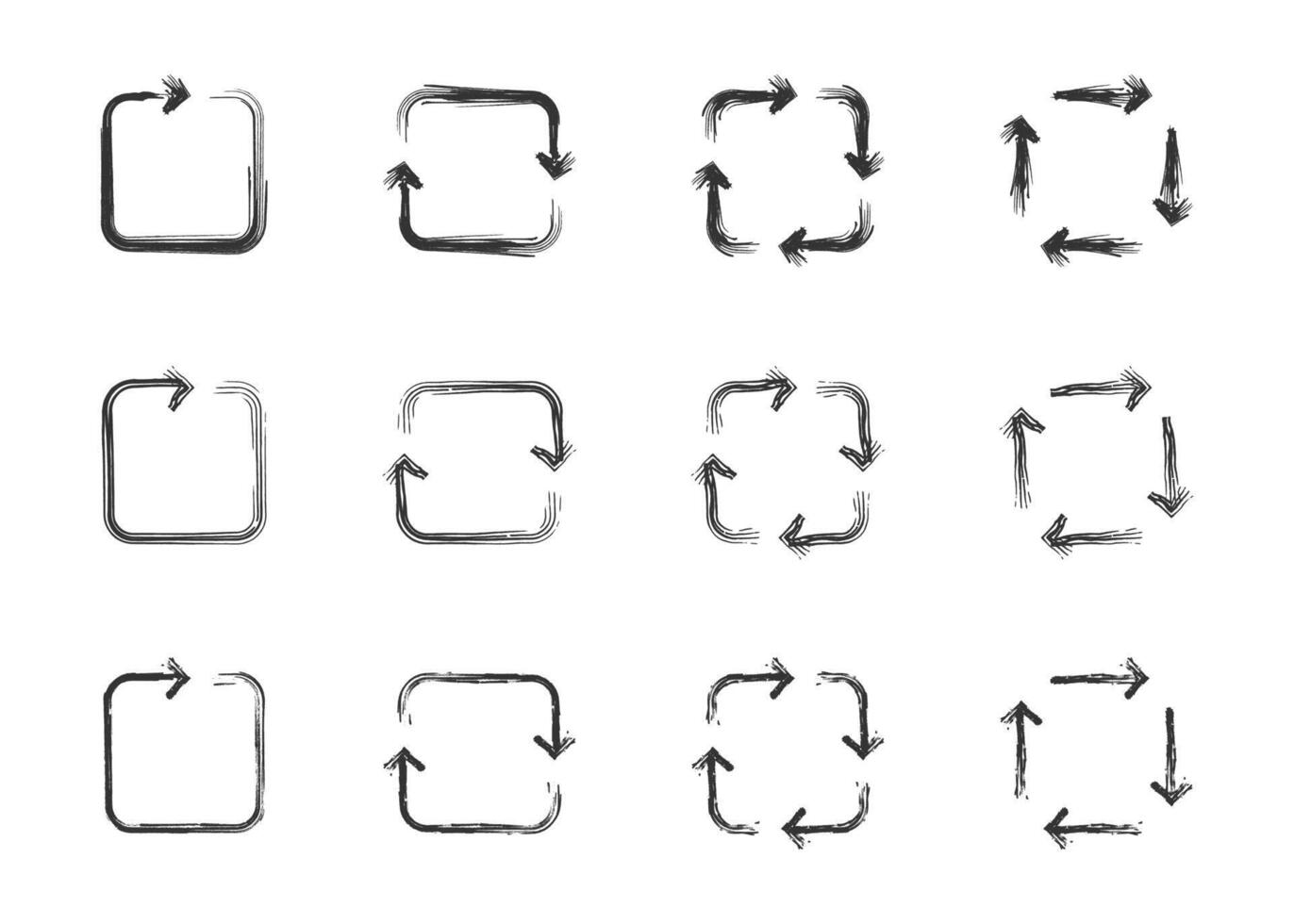 Hand drawn repetitive process icon set. Vector illustration.