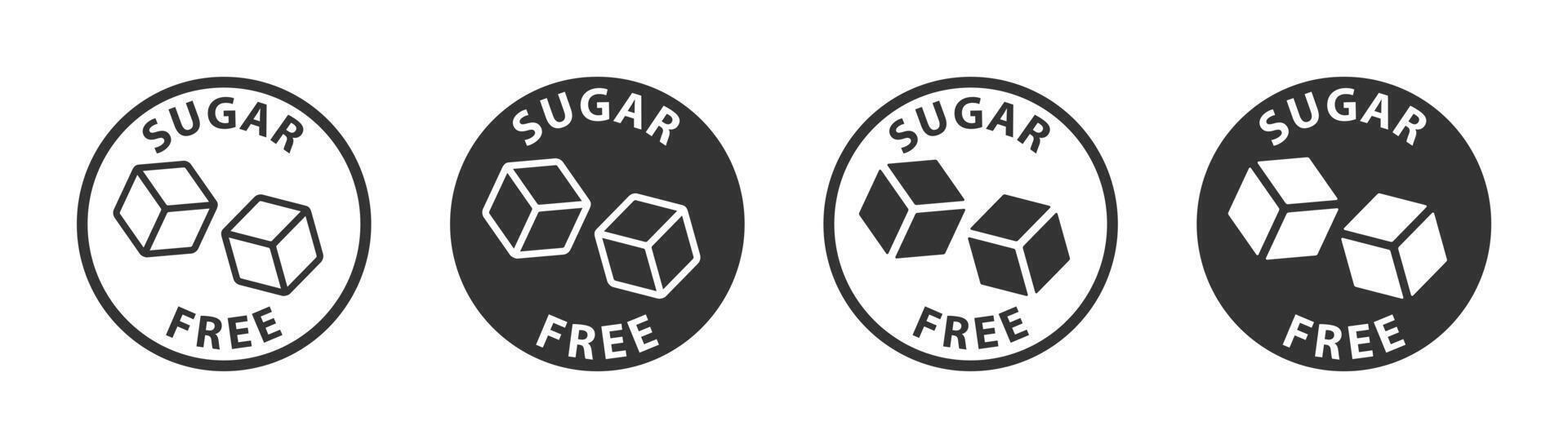 Sugar Free Icon Sign. Sugar cubes in circle icon for no sugar added product package design. Vector illustration.