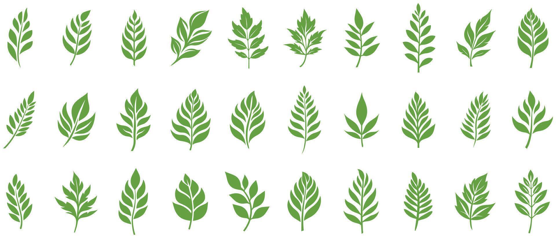 Green Leaf icon shape fresh flat vector design.