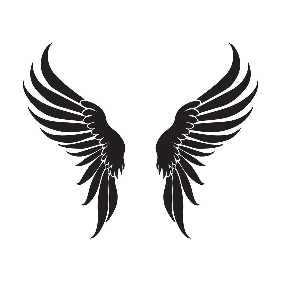 Wings style black icon vector feathers beautiful design.