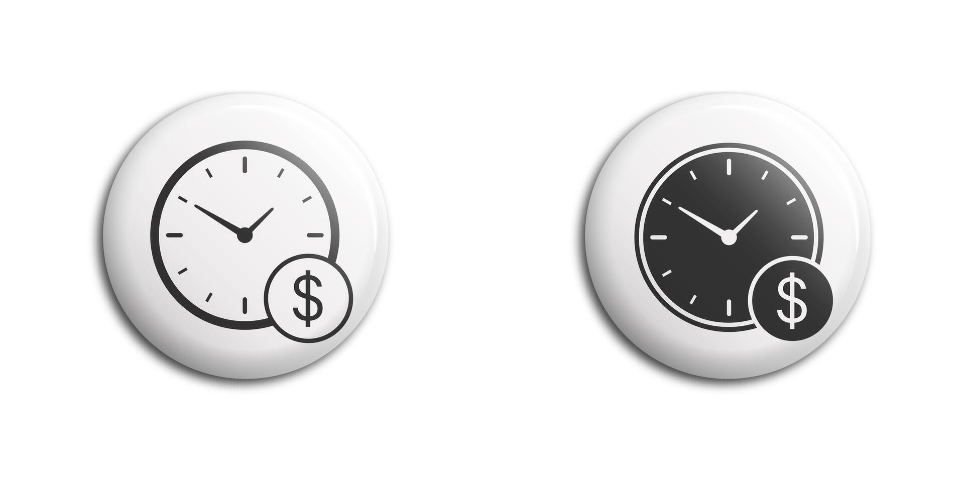 dólar moneda con reloj icono. hora es dinero concepto. reloj con dólar signo. vector ilustración.