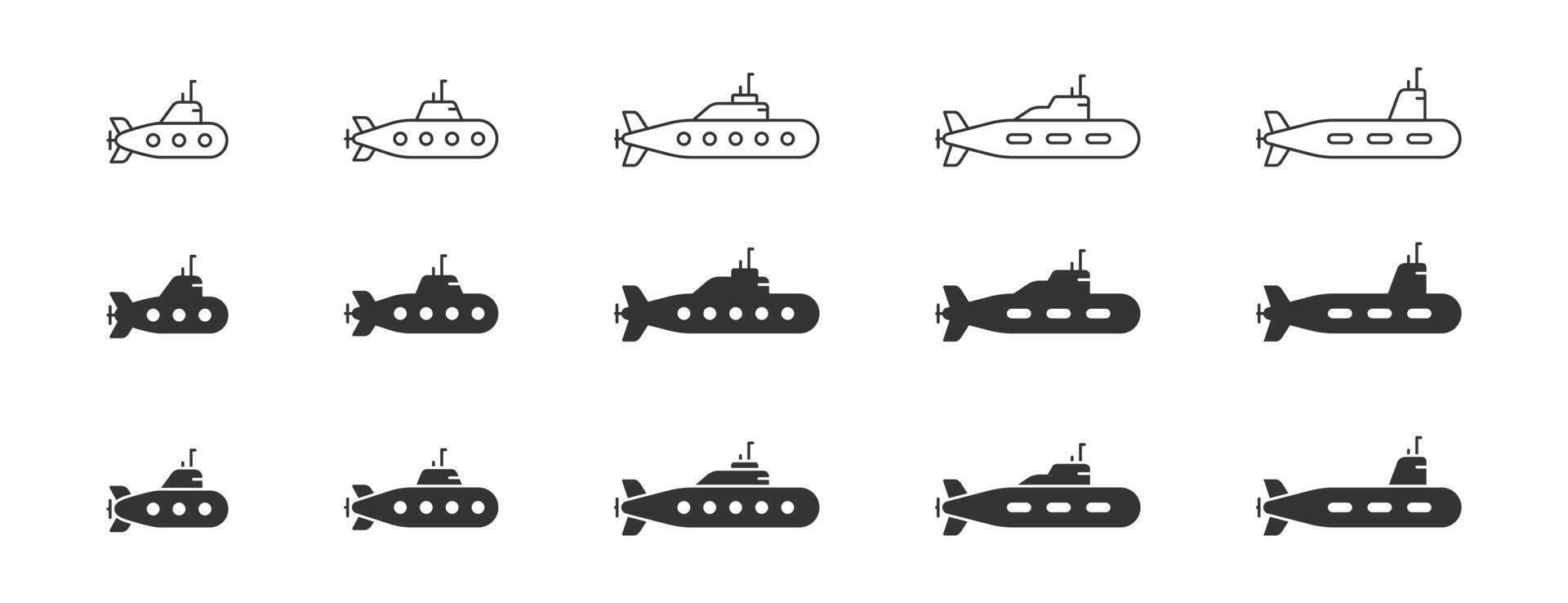 submarino icono colocar. sencillo diseño. vector ilustración.