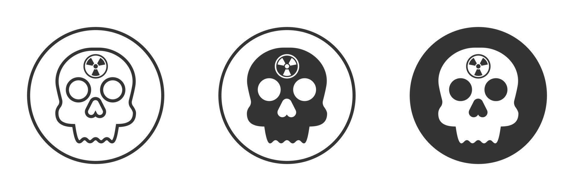 Skull icon with radiation symbol. Vector illustration.