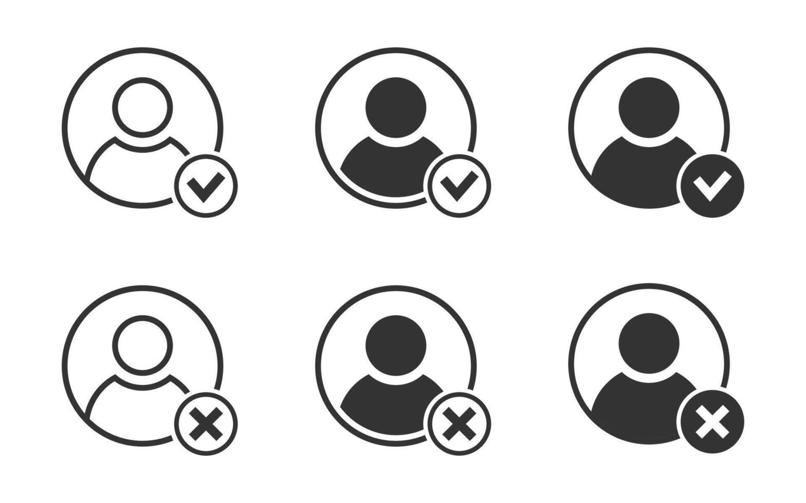 User icons with check mark and cross symbols. Vector illustration.