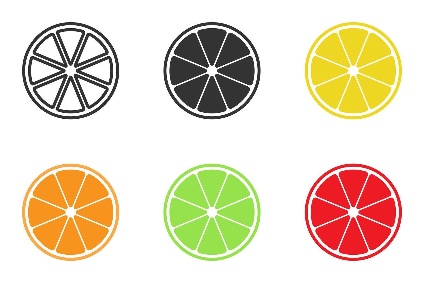 Citrus slice icon set. Vector illustration.