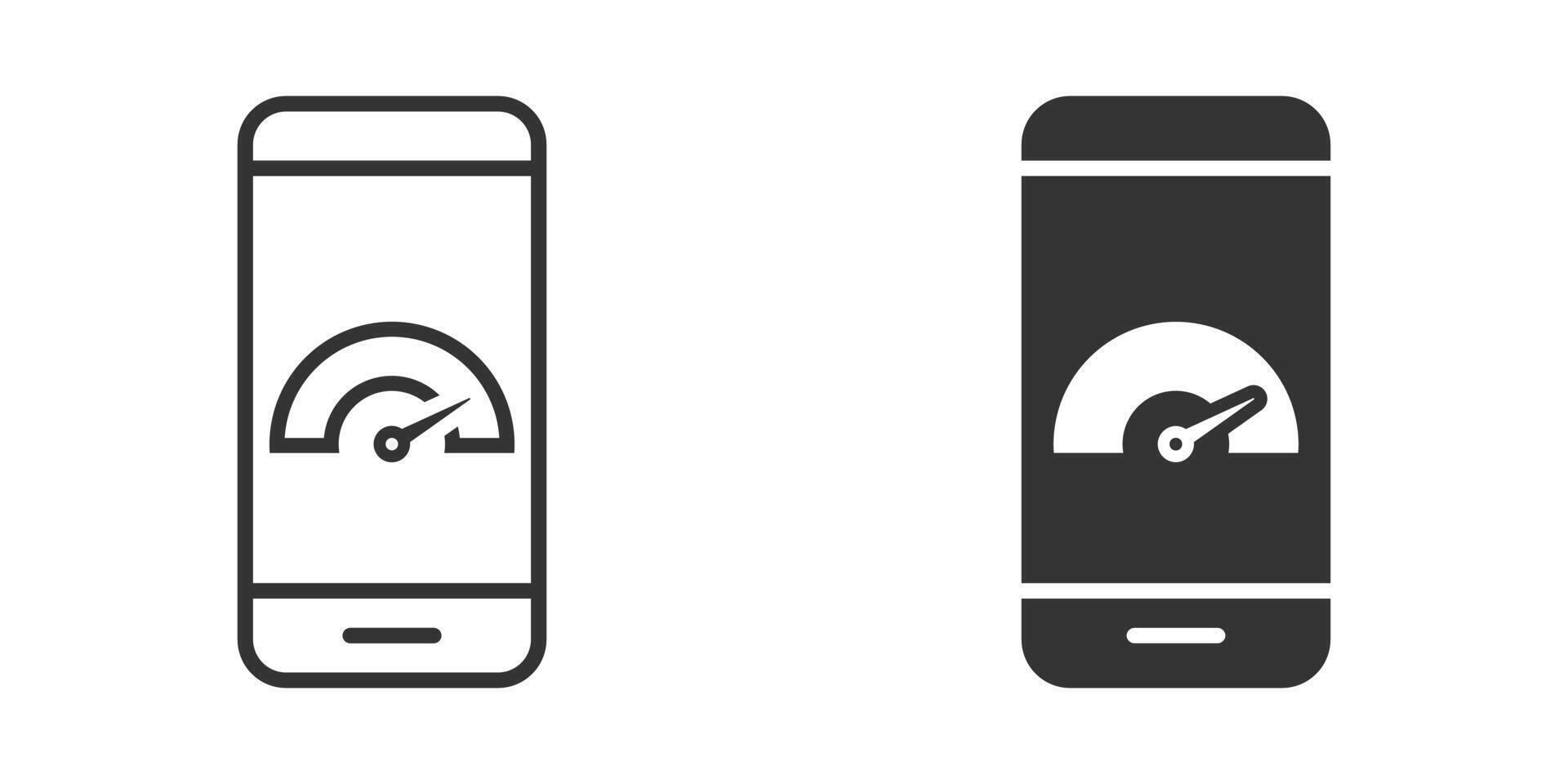 Smartphone speed test. Productivity icon. Vector illustration.