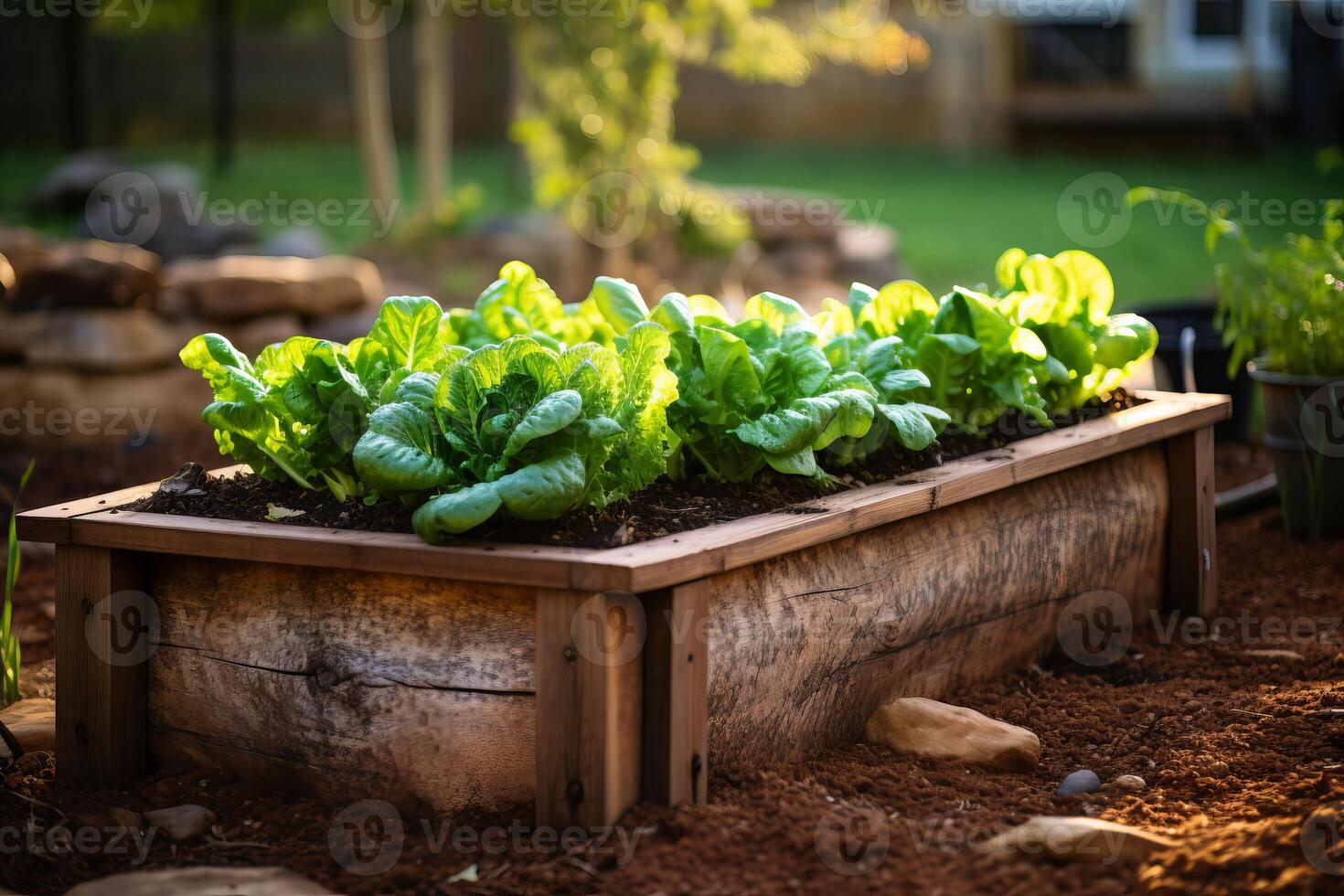 AI generated Green vegetable sprouts for planting in garden beds - fresh and organic produce for home gardening photo