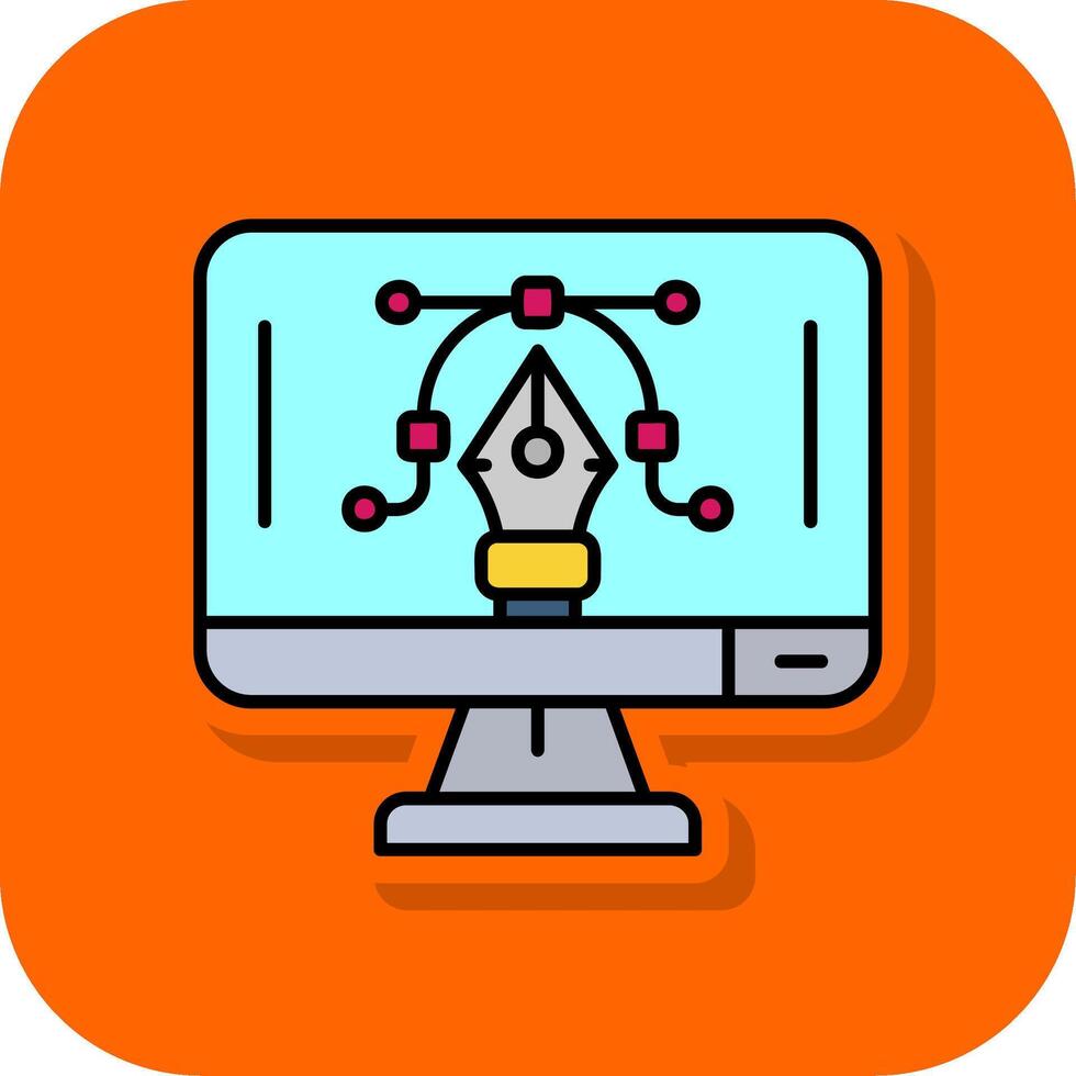 Graphic editor Filled Orange background Icon vector