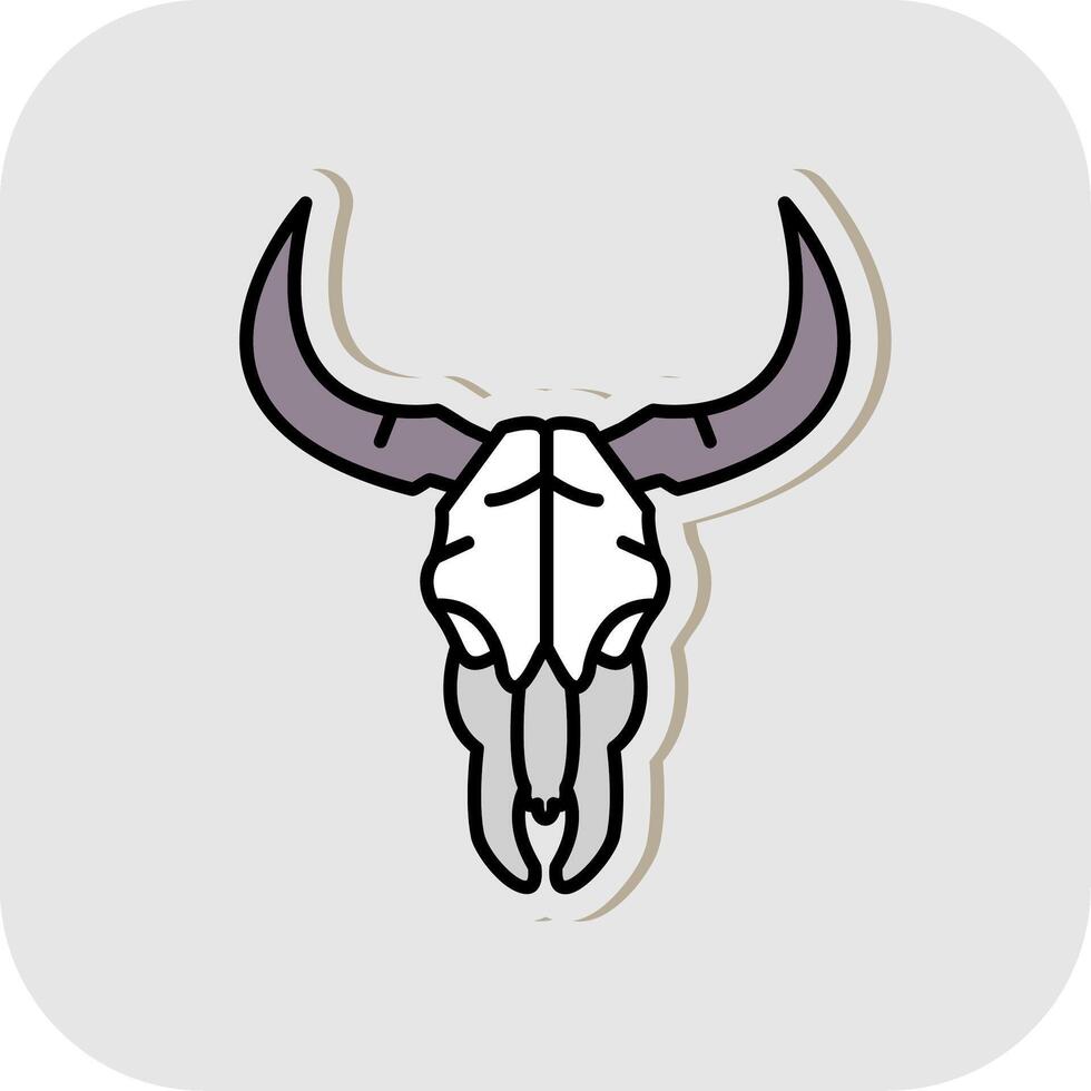 Bull skull Line Filled White Shadow Icon vector